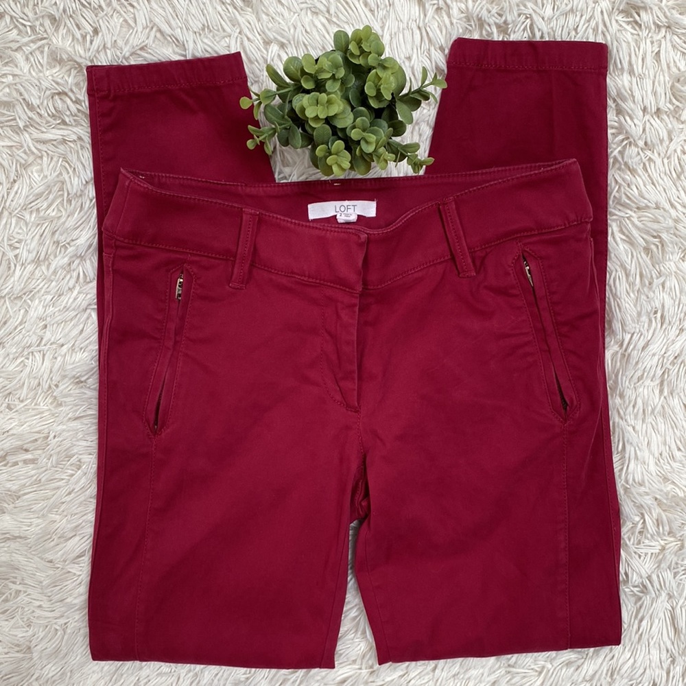 🎉HP🎉 Loft Ankle Pants 💗 Cranberry Red - Picture 5 of 14